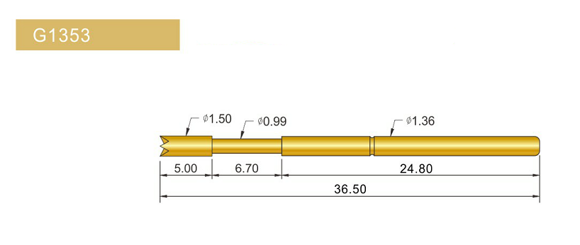 G1353-Q探針、四爪頭探針、1.36mm測試針、總長36.5mm、彈簧針圖片、測試針圖片、頂針圖片、探針圖片