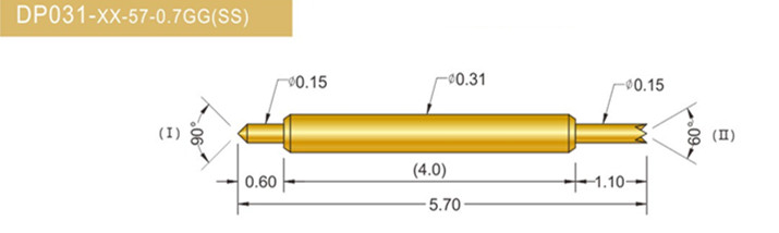 031雙頭探針、BGA雙頭測試針、雙向彈簧探針、帶彈簧雙頭針、雙頭針圖片