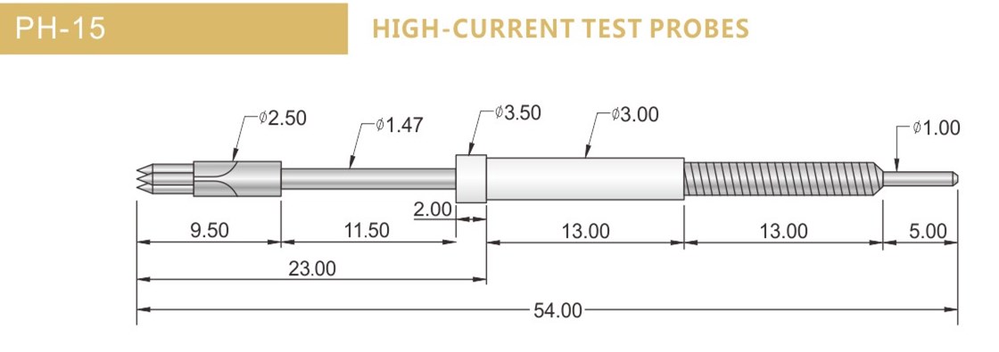 PH-15測試探針尺寸，華榮華探針選型規(guī)格
